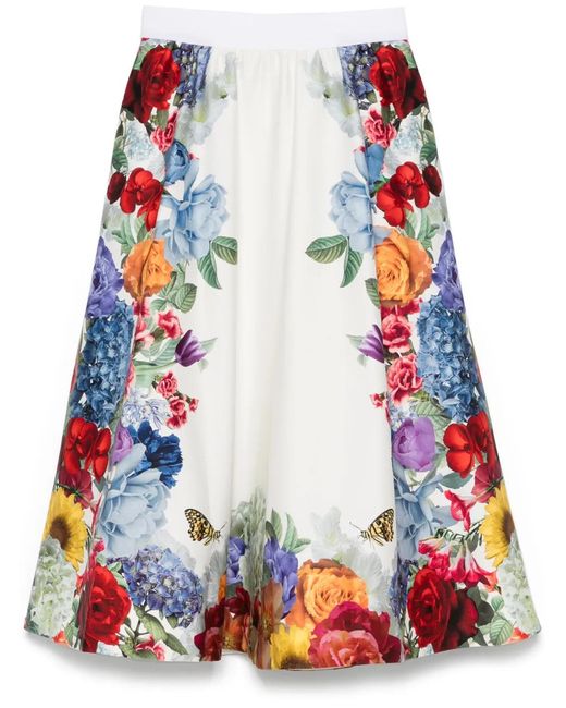 Alice + Olivia White Earla Flare Midi Skirt