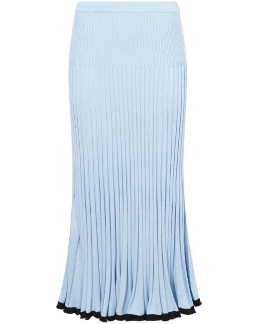 Proenza Schouler Blue Pleated High-waist Midi Skirt
