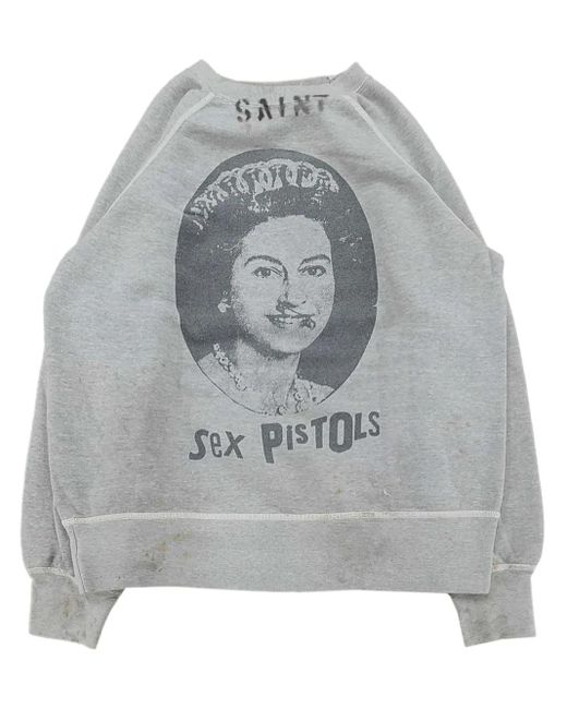 SAINT Mxxxxxx Gray X Sex Pistols Queen Sweatshirt for men