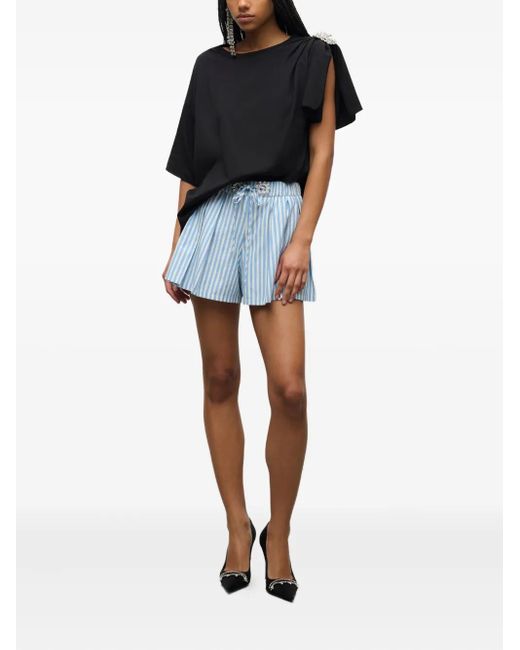 Area Blue Pleated Grommet Shorts