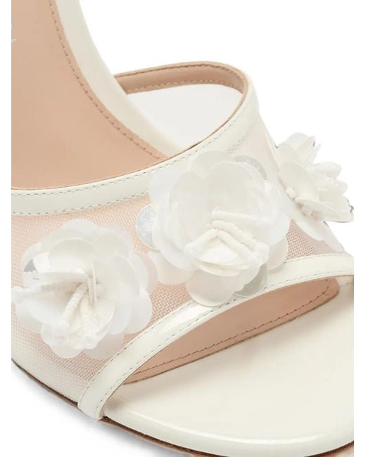 Stuart Weitzman White Floral-Appliqué Buckle-Fastening Sandals