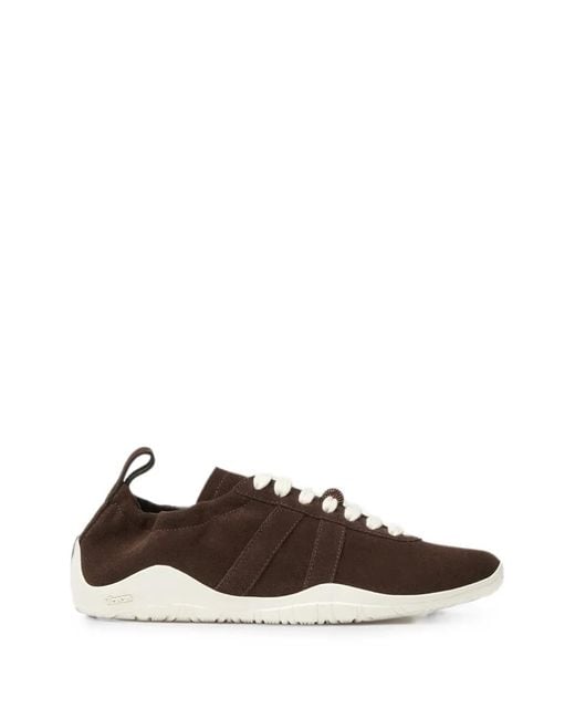 Fabiana Filippi Brown Suede Bead-Embellished Sneakers