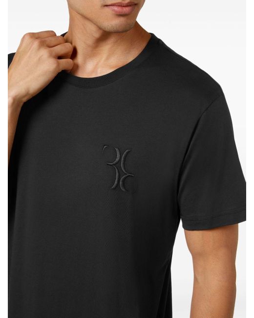 Billionaire Black Logo-embroidered Cotton T-shirt for men