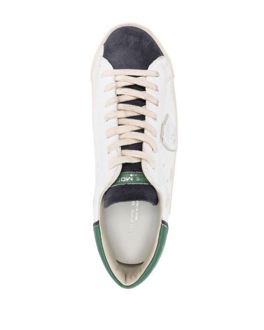 Philippe Model White Prsx Logo-patch Leather Sneakers for men