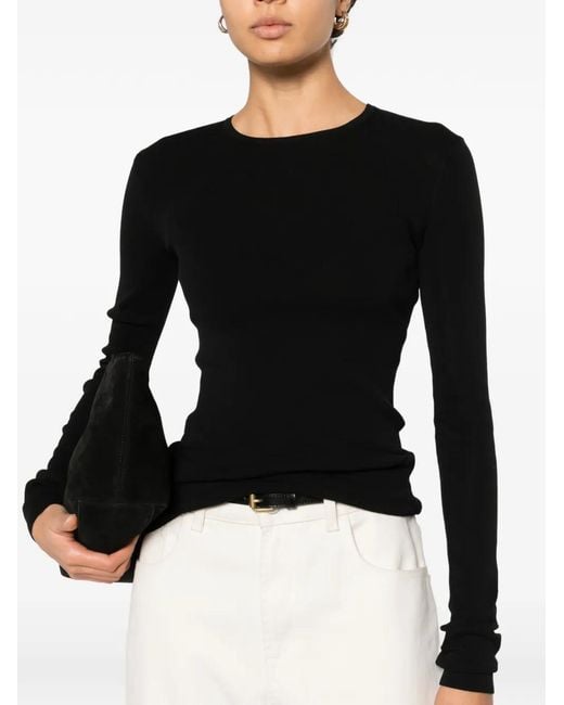 Totême Black Compact Cotton Top