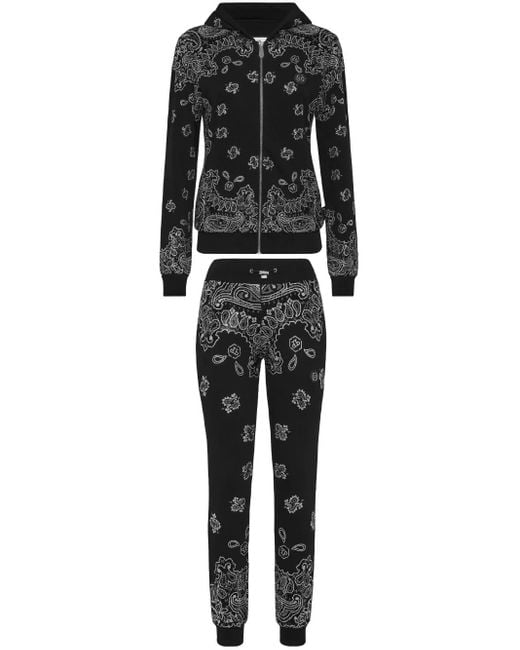 Philipp Plein Black Paisley-Printed Jogging Set