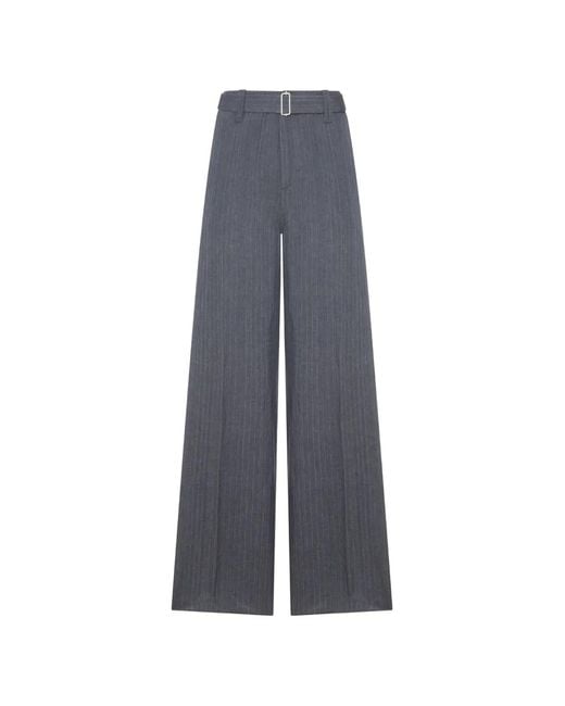 Lardini Blue Pinstripe Belt Trousers for men