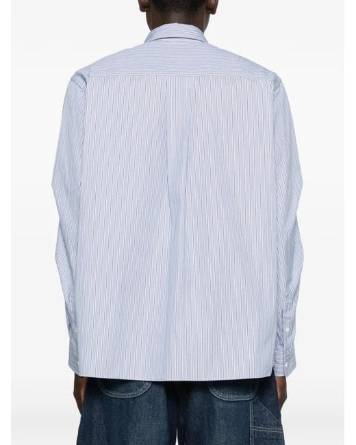 Sacai Blue Striped Layered Shirt for men