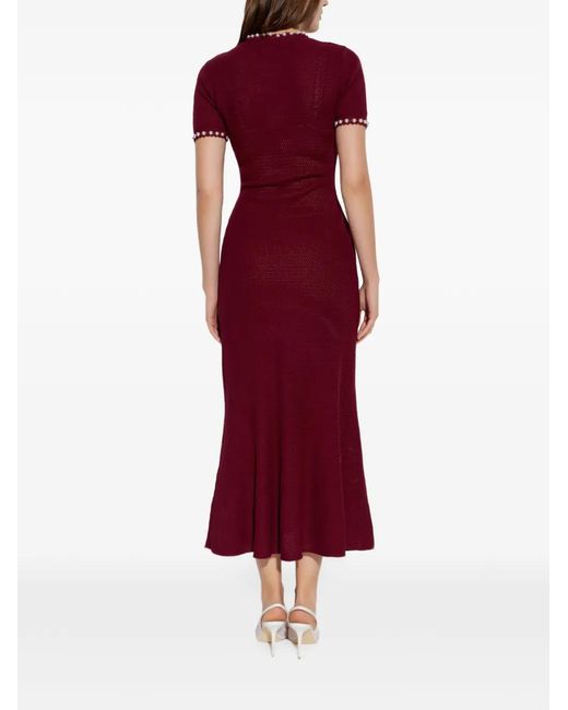 Self-Portrait Red Perforated Dress