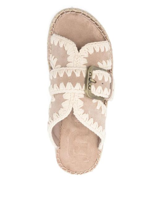 Mou White Jute Leather Heeled Sandals