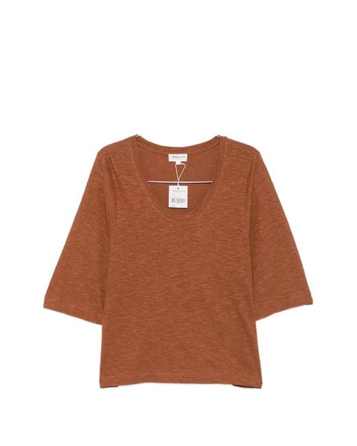 MAISON 123 Brown Liana V-Neck T-Shirt