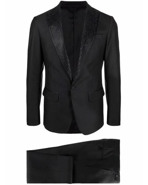 DSquared² Black Crystal-Embellished Single-Breasted Suit for men