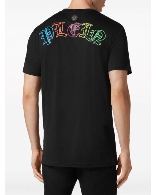 Philipp Plein Black Logo-embellished Cotton T-shirt for men