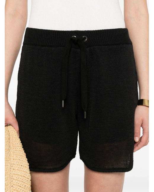 Brunello Cucinelli Black Fisherman's-knit Cotton Shorts