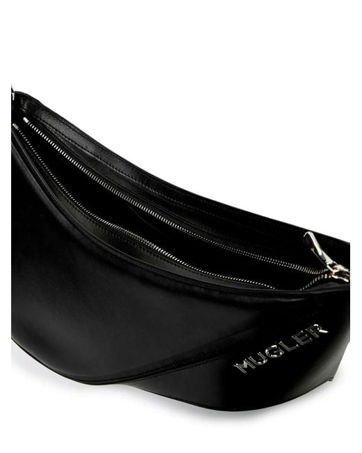Mugler Black Large Smooth Spiral Tote Bag