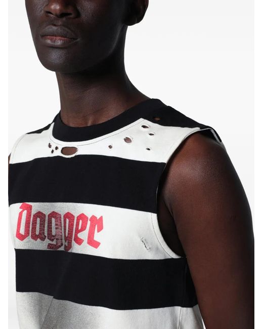 DAGGER Black Dean Distressed Striped Vest for men