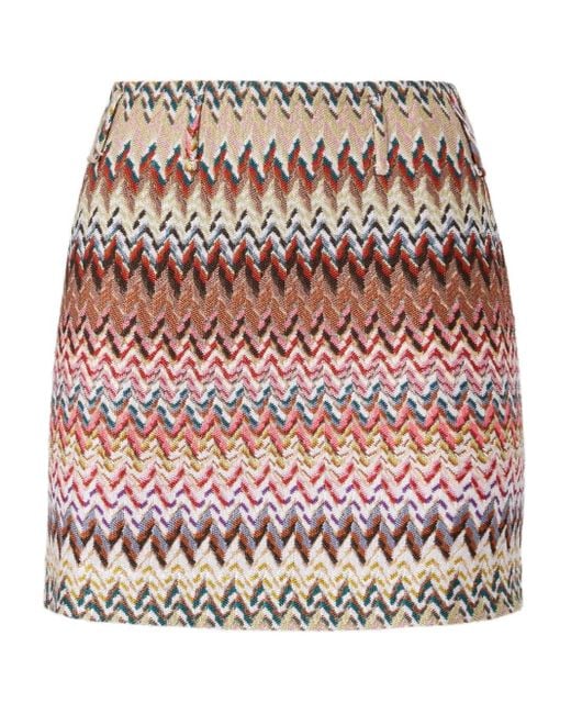 Missoni Red Zigzag-Pattern Mini Skirt