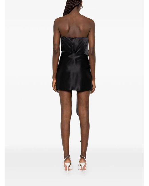 David Koma Black Floral-Print Knot-Detail Dress