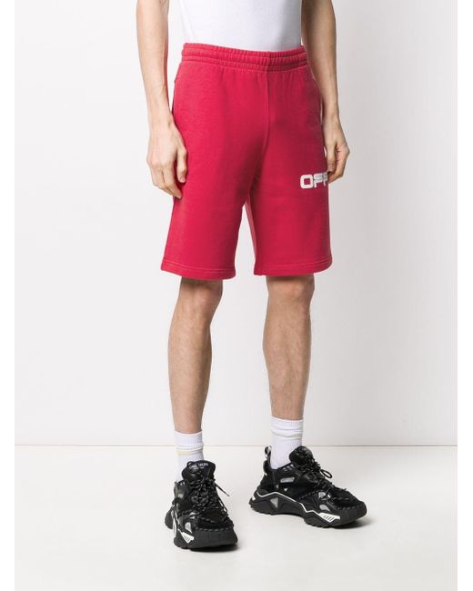 off white shorts red