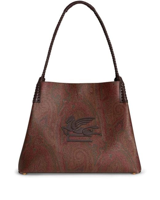 Etro Brown Paisley Jacquard Libra Tote