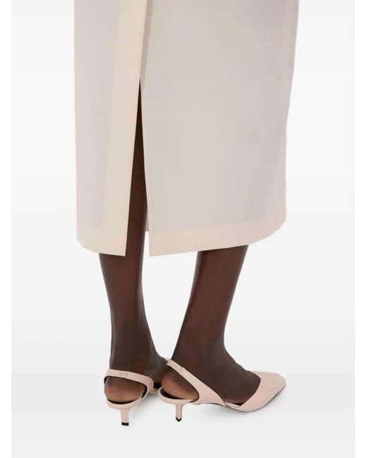 Loulou de Saison White Cara Elasticated Waistband Back Vent Maxi Skirt