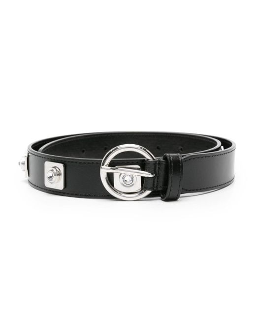 Sandro Black Rhinestone-detailed Leather Belt