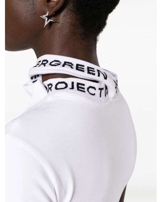 Y. Project White Logo-Jacquard Triple-Collar T-Shirt