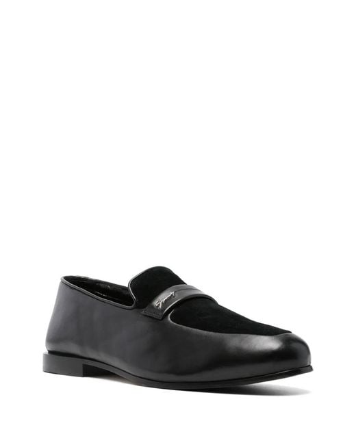 Givenchy Black Grained Leather Suede Loafers for men