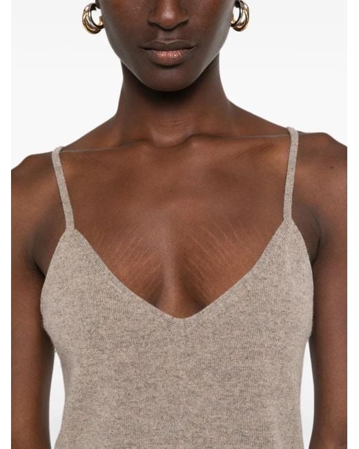 Bompard Gray Cashmere V-Neck Tank Top