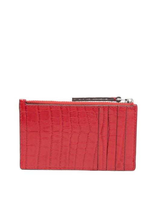 Tory Burch Red Embossed Zip-Around Wallet