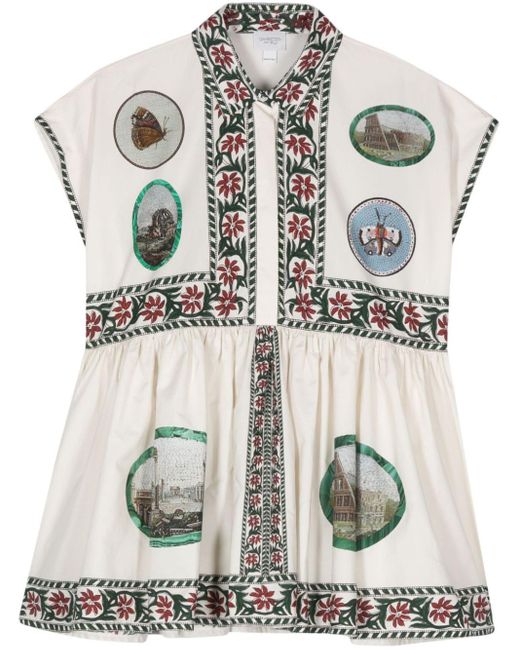 Giambattista Valli Gray Micromosaic-print Cotton Midi Dress