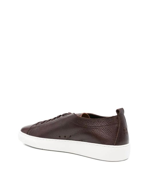 Henderson Brown Leather Lace-Up Sneakers for men