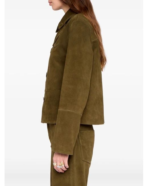 Zadig & Voltaire Green Lessa Suede Leather Jacket