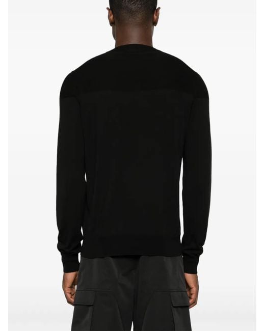 Jil Sander Black Fine Cotton Crew Neck Sweater for men