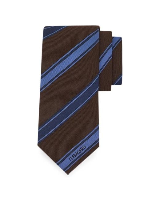 Ferragamo Blue Regimental Jacquard Tie for men