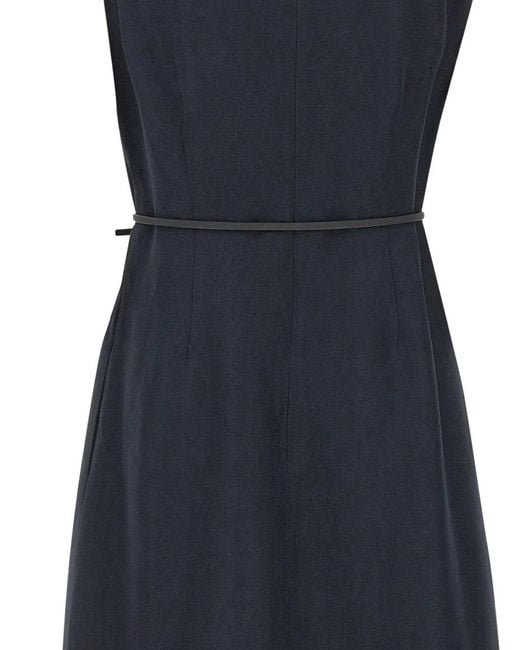 Fabiana Filippi Blue V-Neck Belt Midi Dress