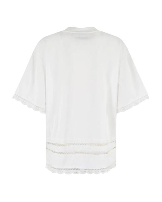 Isabelle Blanche White Lace-Detailing T-Shirt