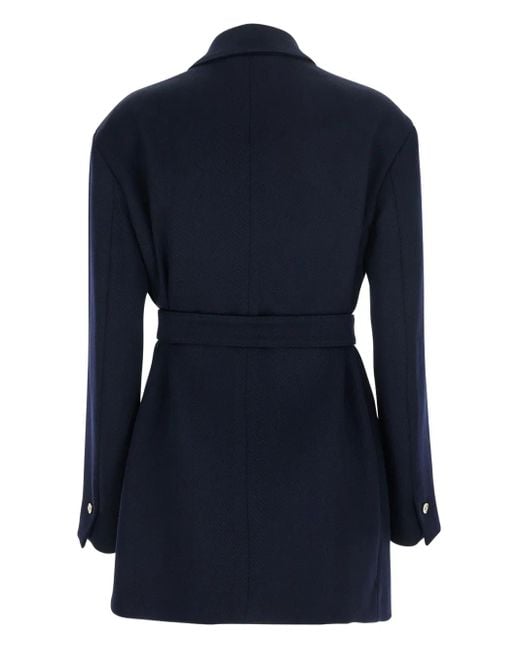 Tela Blue Belted Double-Breasted Blazer