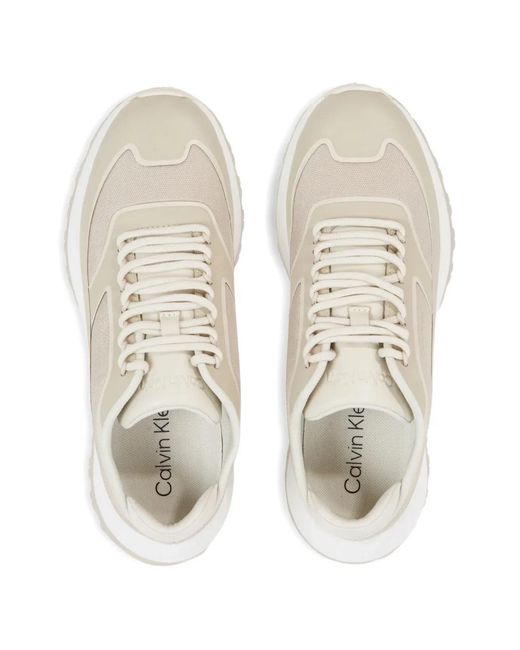 Calvin Klein レディース ホワイト 2 Piece Sole Runner Lace-Up