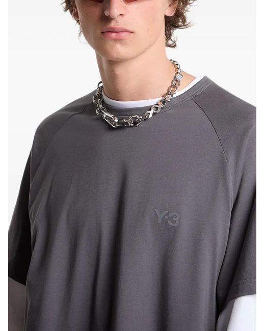 Y-3 Gray T-Shirt À Logo Imprimé for men
