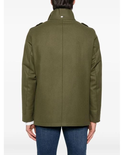 Herno Green Button-Down Coat for men