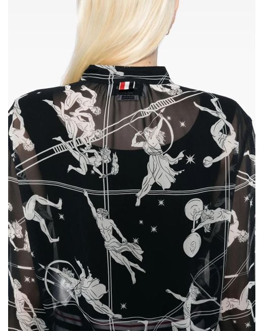 Thom Browne Black Bluse Mit Raffung