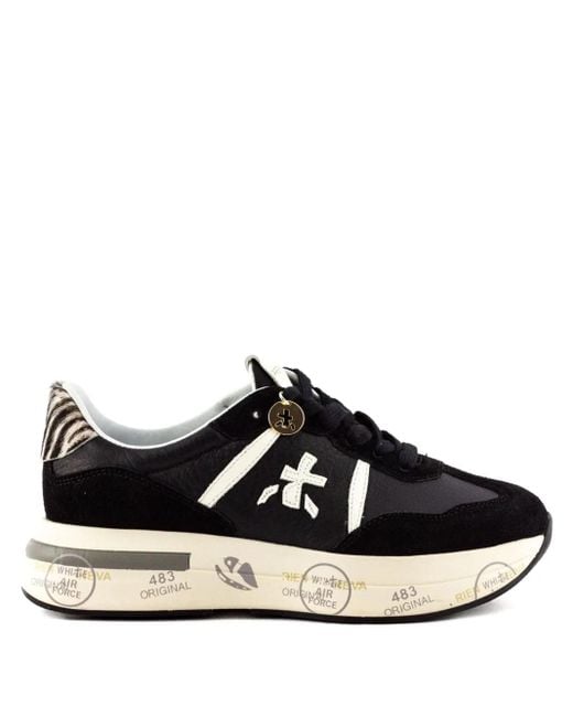 Premiata Black Cassie Sneakers mit Zebra-Einsatz