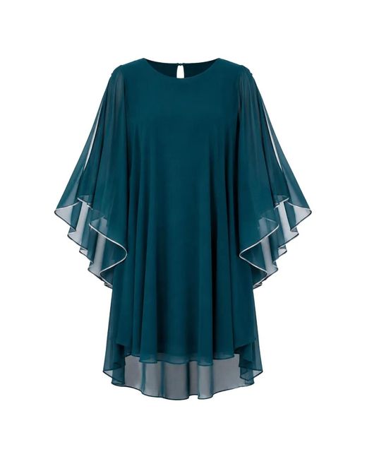 FRANK LYMAN Blue Cape-Sleeve Mini Dress