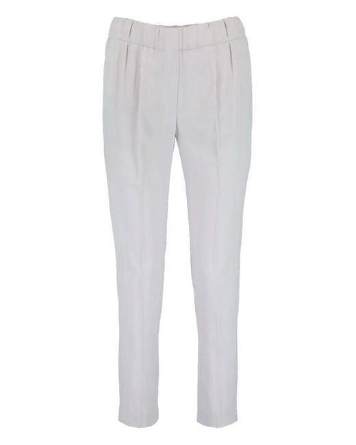 Brunello Cucinelli Gray Pull-On Pleated Trousers