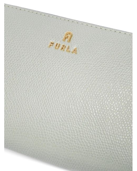Furla Gray Zip-Around Logo Wallet
