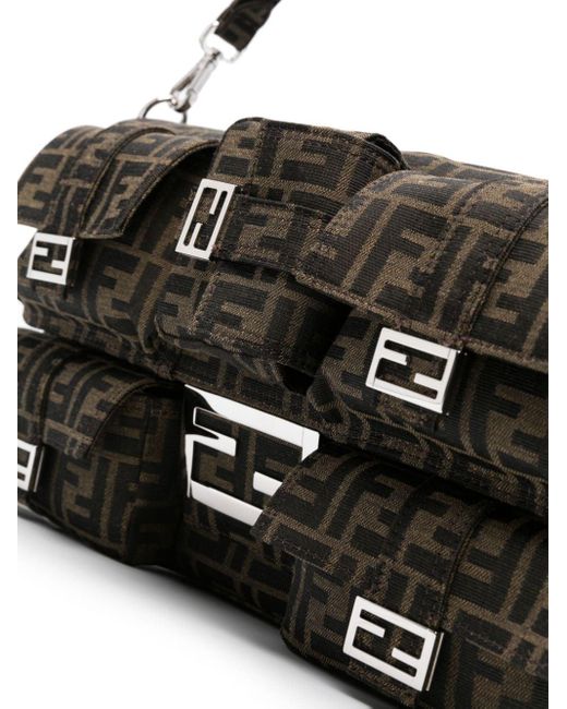 Fendi Black Maxi Multipocket Baguette Shoulder Bags for men