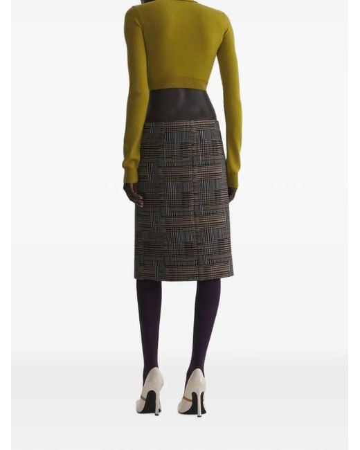Mugler Green Cashmere Cropped Polo Top