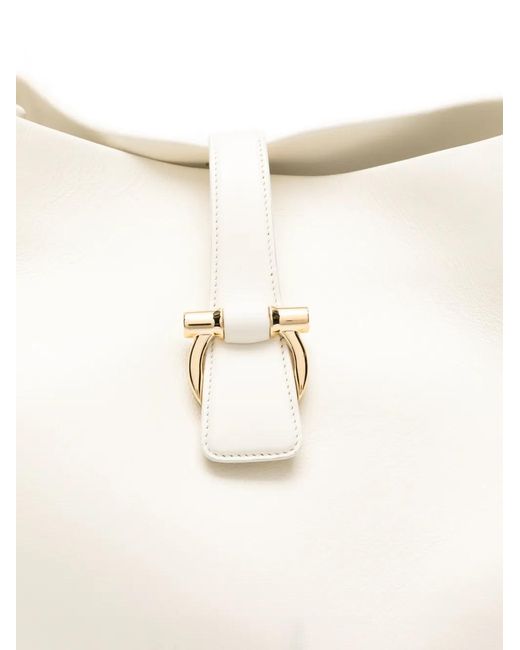 Ferragamo White Sac À Bandoulière En Cuir À Boucle
