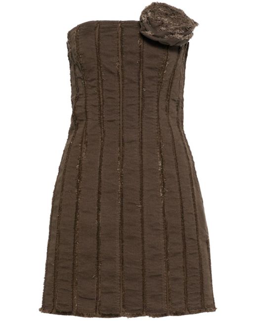 Blumarine Brown Strapless Denim Mini Dress